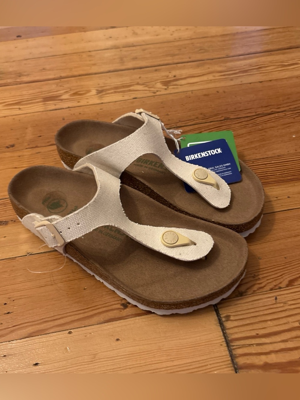 Birkenstock Gizeh Vegan Textile Refined Canvas Eggshell Size 36/5